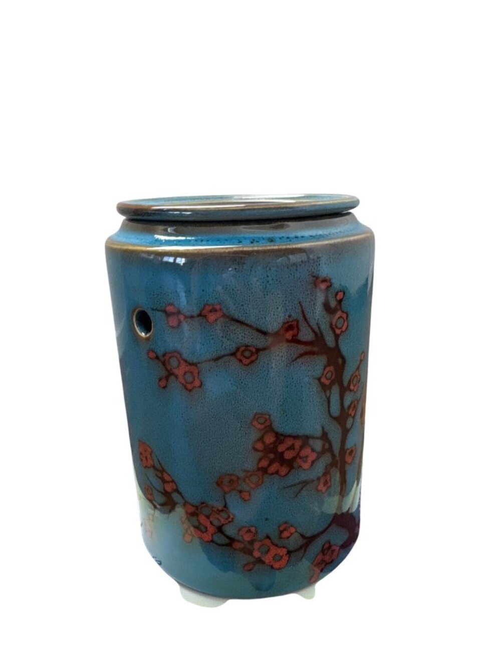 Scentsy Cherry Tree Premium Wax Warmer Electric Ceramic Teal & Pink Floral Desig